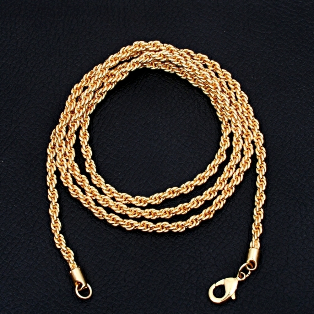 18kt Gold Plated Handmade Rope Chain Necklace Jewelry Unisex - New - Copper